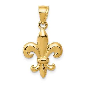 14K Polished Fleur De Lis Pendant New Charm Yellow Gold